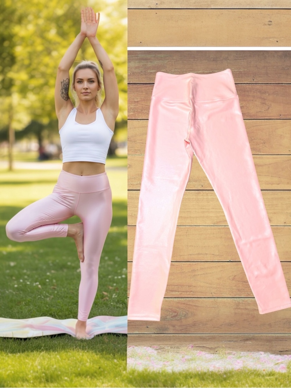 Carbon38 Takara Shine High Rise Full Length Leggings Rose Cloud Iridescent Pink
